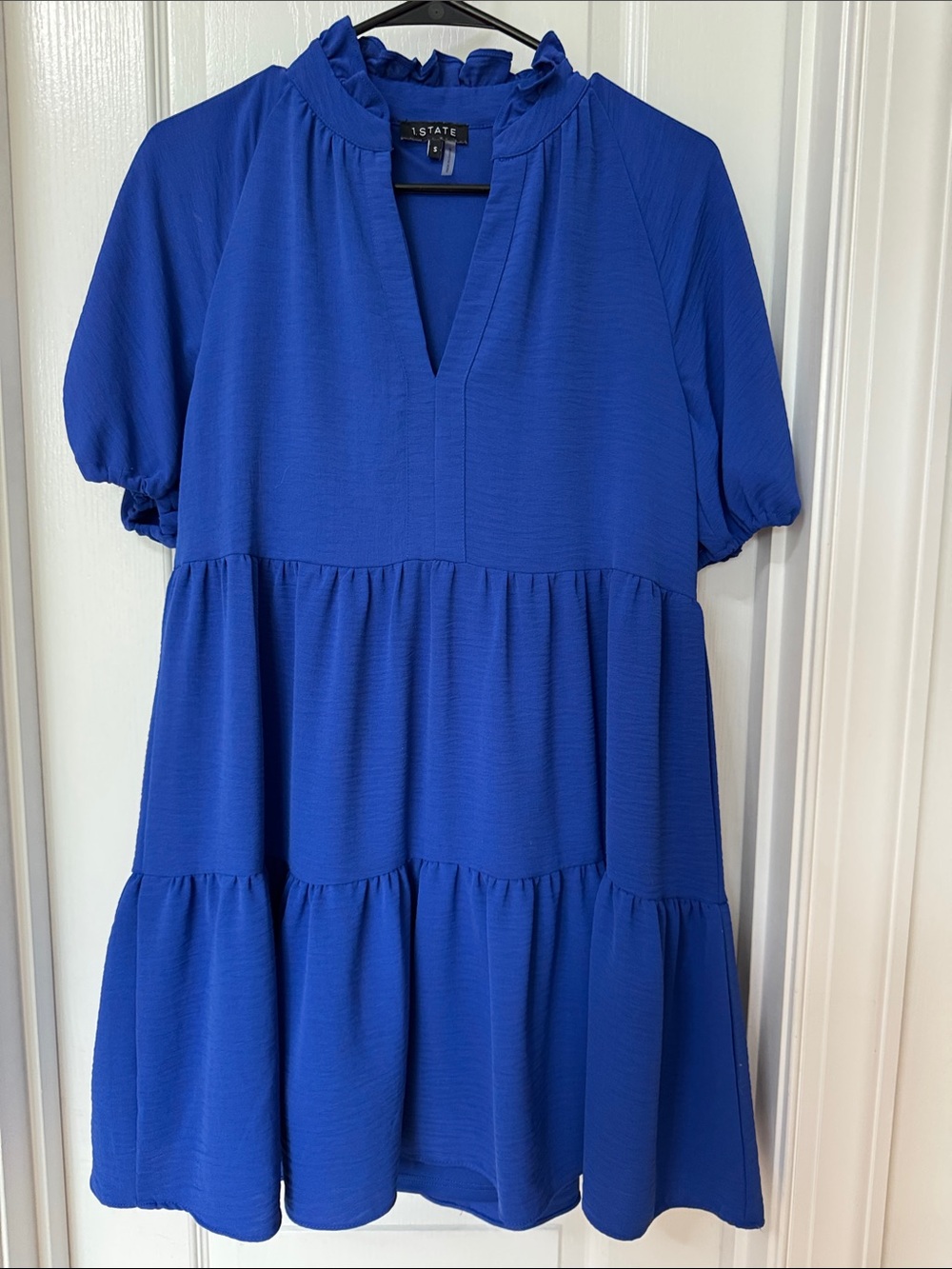 1. State Bold Blue Tiered Ruffle Dress